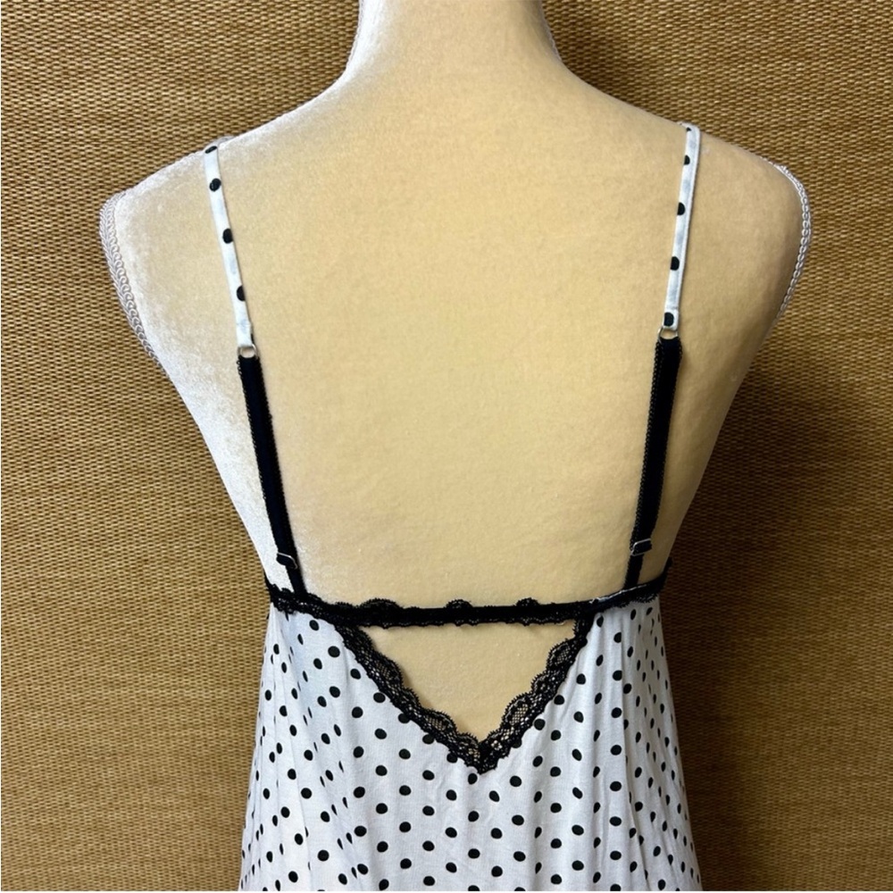 Victoria’s Secret Babydoll Nightie Medium Off-White & Black Polka Dot Lace Trim - Picture 5 of 12